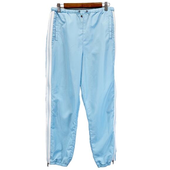 ASOS Womens 6 Track Pants Jogger Light Baby Blue White Stripe Ankle Zip Active - Picture 3 of 9